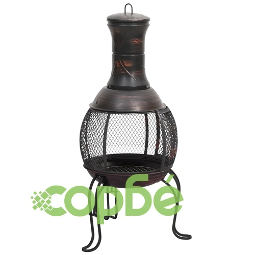 Градинска печка с ръжен, 39x39x90 см, стомана ➤ топ цена ➤ sorbe.bg