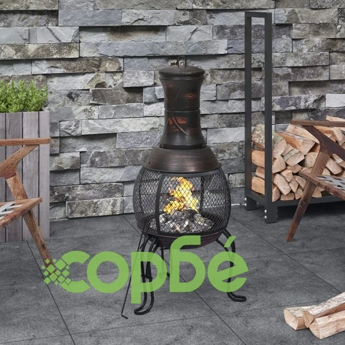 Градинска печка с ръжен, 39x39x90 см, стомана ➤ топ цена ➤ sorbe.bg