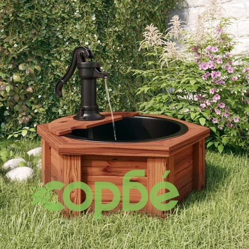Воден фонтан с помпа 57x57x53 см масивна ела ➤ топ цена ➤ sorbe.bg