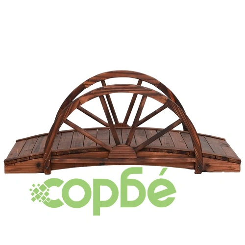 Градински мост с парапет полуколело 99x50x38 см масивна ела ➤ топ цена ➤ sorbe.bg