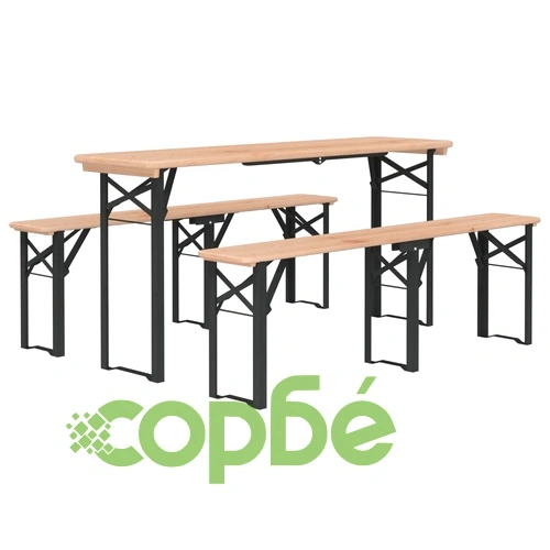 Комплект със сгъваема маса за бира от 3 части, масивна ела ➤ топ цена ➤ sorbe.bg