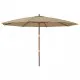 Градински чадър с дървен прът, таупе, 400x273 см