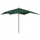 Градински чадър с дървен прът, зелен, 300x300x273 см