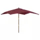 Градински чадър с дървен прът, бордо червено, 300x300x273 см