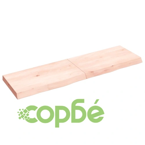 Стенен рафт, 140x40x(2-6) см, необработен масивен дъб ➤ топ цена ➤ sorbe.bg