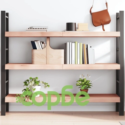 Стенен рафт, 140x40x(2-6) см, необработен масивен дъб ➤ топ цена ➤ sorbe.bg