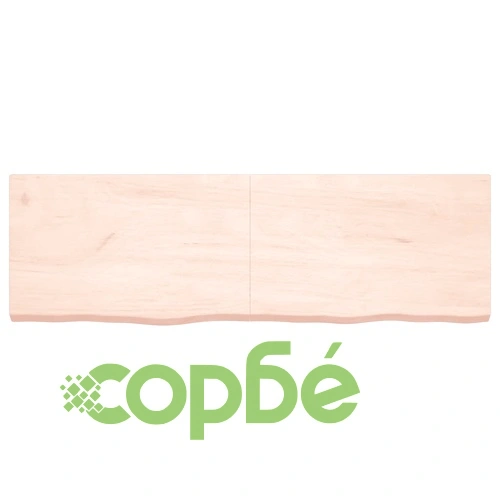 Стенен рафт, 160x50x(2-6) см, необработен масивен дъб ➤ топ цена ➤ sorbe.bg