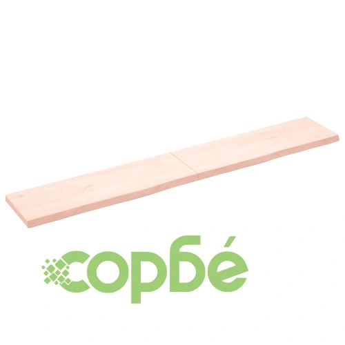 Стенен рафт, 180x30x(2-4) см, необработен масивен дъб ➤ топ цена ➤ sorbe.bg