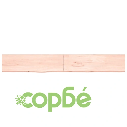 Стенен рафт, 220x30x(2-4) см, необработен масивен дъб ➤ топ цена ➤ sorbe.bg