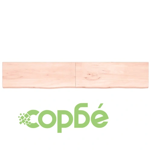 Стенен рафт, 220x40x(2-4) см, необработен масивен дъб ➤ топ цена ➤ sorbe.bg