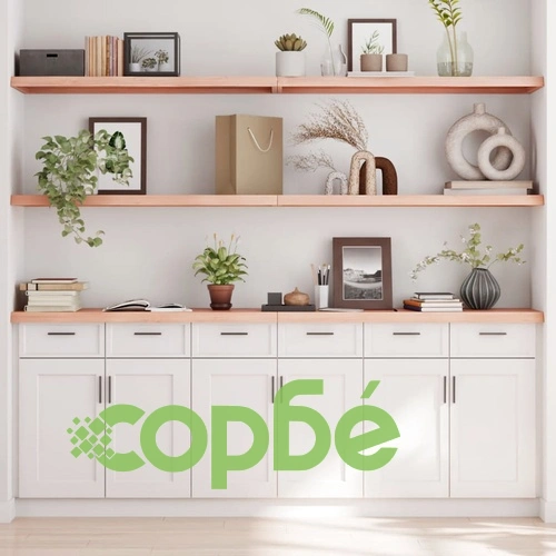 Стенен рафт, 220x40x(2-4) см, необработен масивен дъб ➤ топ цена ➤ sorbe.bg