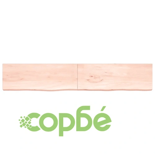 Стенен рафт, 220x40x(2-6) см, необработен масивен дъб ➤ топ цена ➤ sorbe.bg