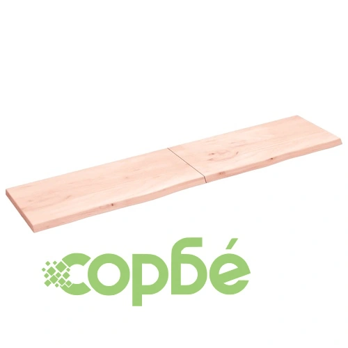 Стенен рафт, 220x50x(2-4) см, необработен масивен дъб ➤ топ цена ➤ sorbe.bg