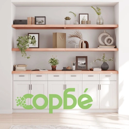 Стенен рафт, 220x50x(2-6) см, необработен масивен дъб ➤ топ цена ➤ sorbe.bg