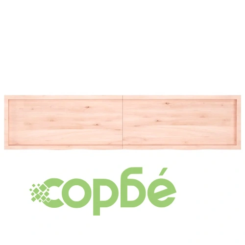 Стенен рафт, 220x50x(2-6) см, необработен масивен дъб ➤ топ цена ➤ sorbe.bg
