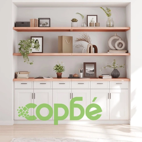 Стенен рафт, 220x60x(2-4) см, необработен масивен дъб ➤ топ цена ➤ sorbe.bg