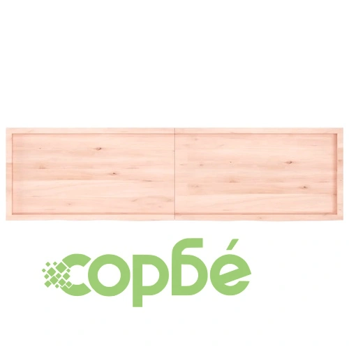 Стенен рафт, 220x60x(2-4) см, необработен масивен дъб ➤ топ цена ➤ sorbe.bg