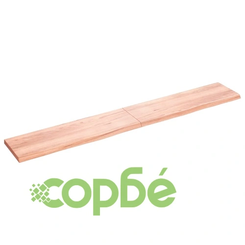 Стенен рафт светлокафяв 200x30x(2-4) см обработен масивен дъб ➤ топ цена ➤ sorbe.bg