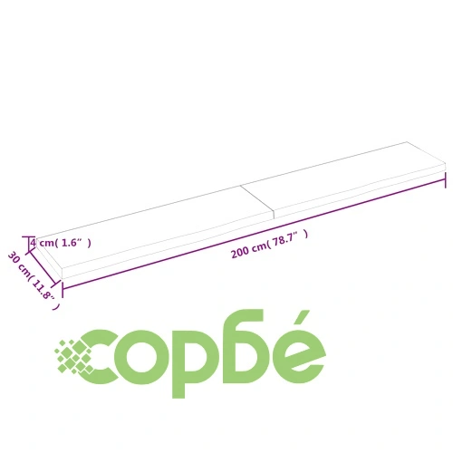 Стенен рафт светлокафяв 200x30x(2-4) см обработен масивен дъб ➤ топ цена ➤ sorbe.bg