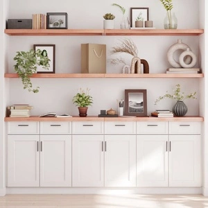 Стенен рафт светлокафяв 220x30x(2-4) см обработен масивен дъб