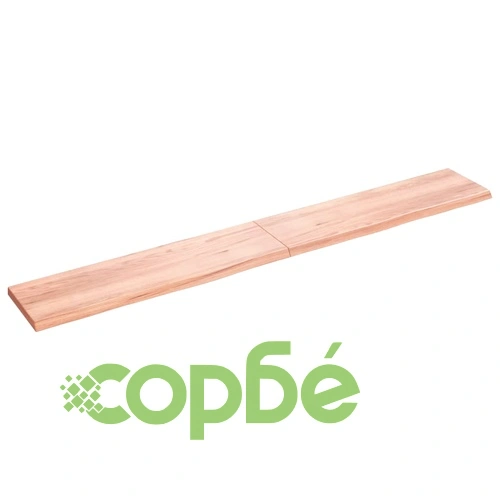 Стенен рафт светлокафяв 220x30x(2-4) см обработен масивен дъб ➤ топ цена ➤ sorbe.bg