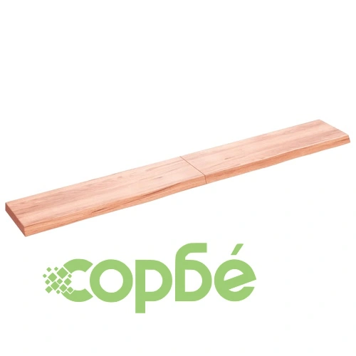 Стенен рафт светлокафяв 220x30x(2-6) см обработен масивен дъб ➤ топ цена ➤ sorbe.bg