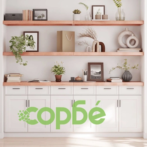 Стенен рафт светлокафяв 220x40x(2-6) см обработен масивен дъб ➤ топ цена ➤ sorbe.bg