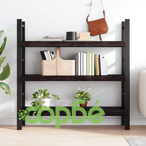 Стенен рафт тъмнокафяв 120x30x(2-6) см обработен масивен дъб ➤ топ цена ➤ sorbe.bg