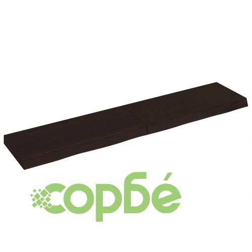 Стенен рафт тъмнокафяв 140x30x(2-6) см обработен масивен дъб ➤ топ цена ➤ sorbe.bg