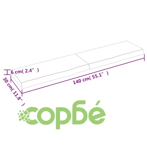 Стенен рафт тъмнокафяв 140x30x(2-6) см обработен масивен дъб ➤ топ цена ➤ sorbe.bg