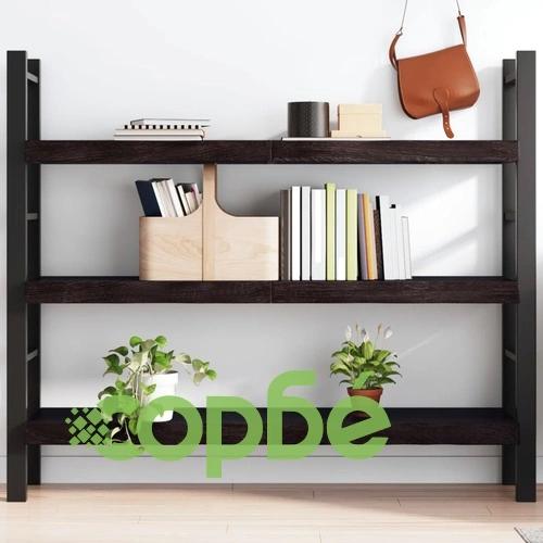 Стенен рафт тъмнокафяв 140x40x(2-6) см обработен масивен дъб ➤ топ цена ➤ sorbe.bg