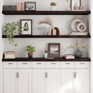 Стенен рафт тъмнокафяв 160x30x(2-6) см обработен масивен дъб