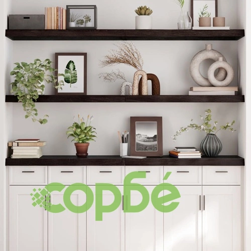 Стенен рафт тъмнокафяв 160x30x(2-6) см обработен масивен дъб ➤ топ цена ➤ sorbe.bg