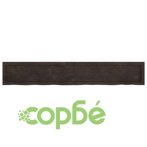 Стенен рафт тъмнокафяв 180x30x(2-6) см обработен масивен дъб ➤ топ цена ➤ sorbe.bg