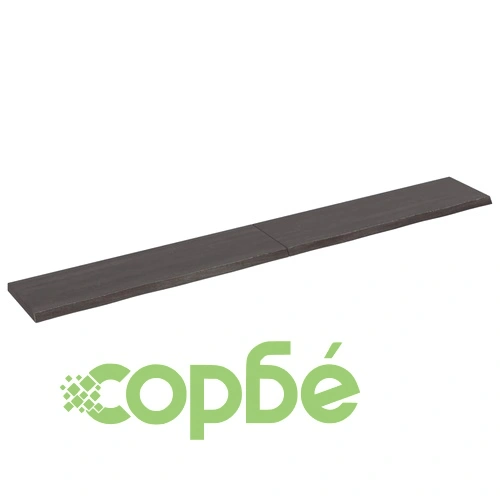 Стенен рафт тъмнокафяв 220x30x(2-4) см обработен масивен дъб ➤ топ цена ➤ sorbe.bg