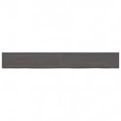 Стенен рафт тъмнокафяв 220x30x(2-4) см обработен масивен дъб