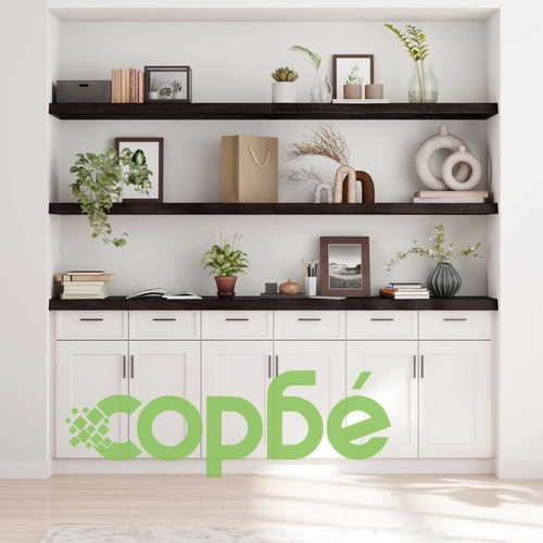 Стенен рафт тъмнокафяв 220x30x(2-6) см обработен масивен дъб ➤ топ цена ➤ sorbe.bg