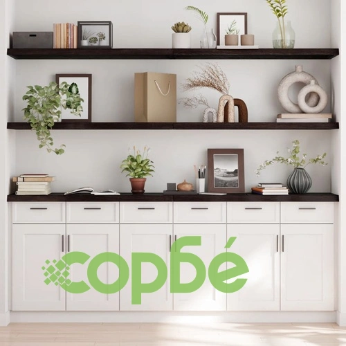 Стенен рафт тъмнокафяв 220x40x(2-4) см обработен масивен дъб ➤ топ цена ➤ sorbe.bg