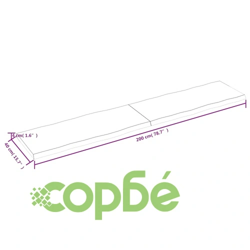 Плот за маса 200x40x(2-4) см необработено масивно дърво жив ръб ➤ топ цена ➤ sorbe.bg