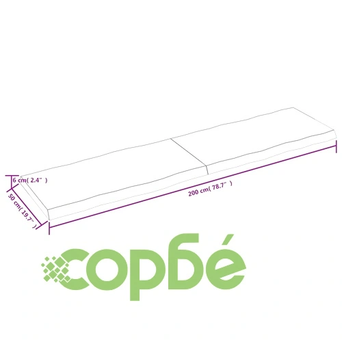 Плот за маса 200x50x(2-6) см необработено масивно дърво жив ръб ➤ топ цена ➤ sorbe.bg