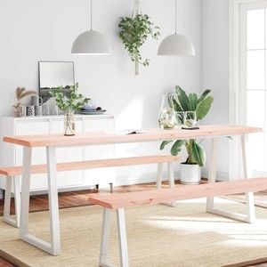 Плот за маса 220x40x(2-6) см необработено масивно дърво жив ръб