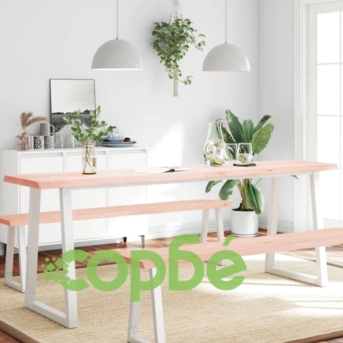 Плот за маса 220x50x(2-6) см необработено масивно дърво жив ръб ➤ топ цена ➤ sorbe.bg