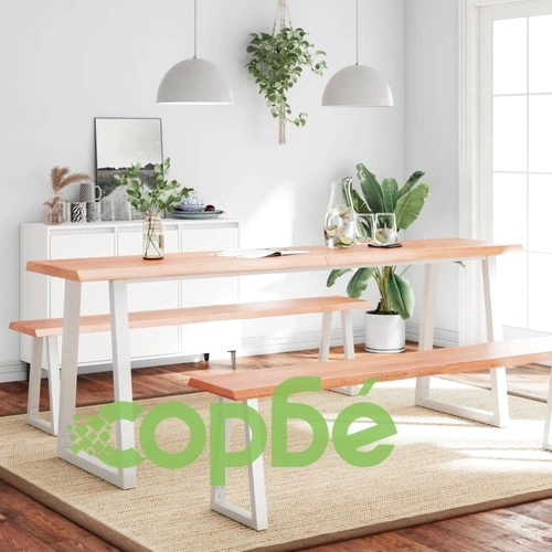 Плот за маса светлокафяв 200x50x(2-6) см обработен масивен дъб ➤ топ цена ➤ sorbe.bg