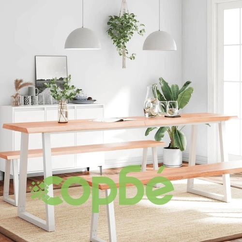 Плот за маса светлокафяв 200x60x(2-6) см обработен масивен дъб ➤ топ цена ➤ sorbe.bg