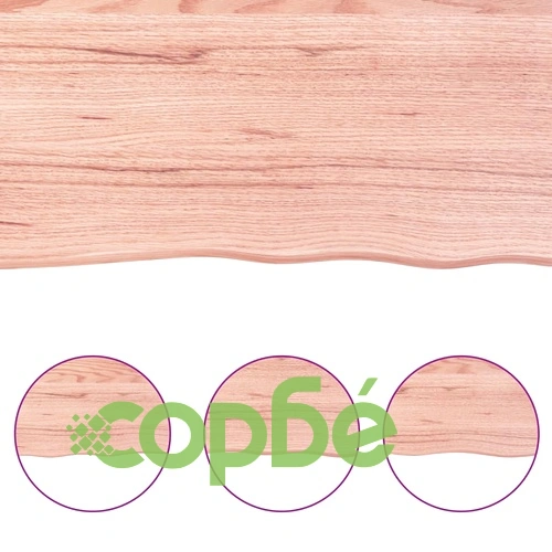 Плот за маса светлокафяв 220x40x(2-4) см обработен масивен дъб ➤ топ цена ➤ sorbe.bg