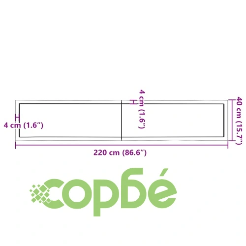 Плот за маса светлокафяв 220x40x(2-6) см обработен масивен дъб ➤ топ цена ➤ sorbe.bg