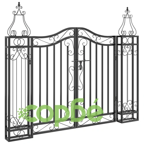 Градинска порта черна 121x8x100 см ковано желязо  ➤ топ цена ➤ sorbe.bg