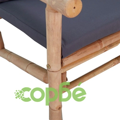 Градинска пейка с тъмносиви възглавници бамбук ➤ топ цена ➤ sorbe.bg