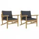 Градински столове 2 бр с тъмносиви възглавници бамбук