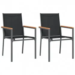 Градински столове 2 бр черни 55x61,5x90 см Textilene и стомана